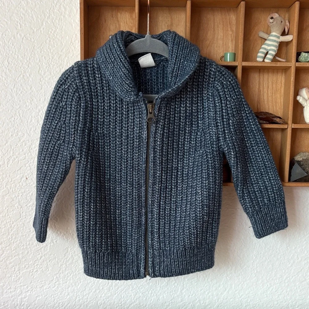 GAP Kids Blue Knit Zip Sweater Cardigan